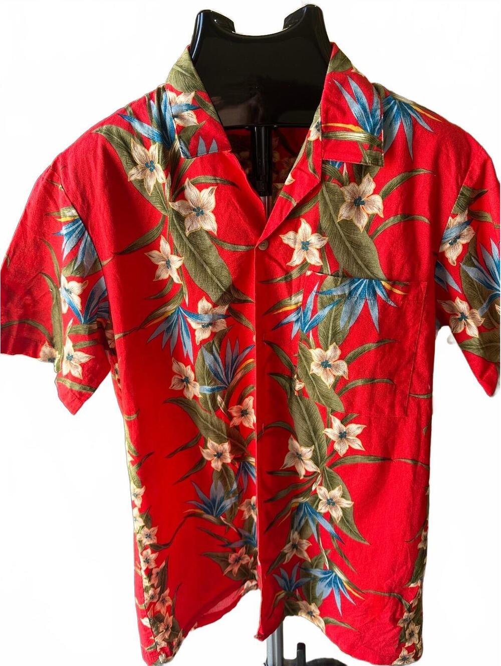 Norman James Red Hawaiian Camp Shirt USA